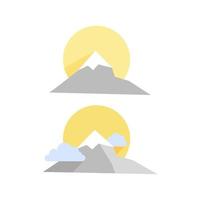 Set of logos from gray mountains with sun and clouds vector