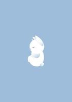 Little cute white bunny wrapped in a ball and is sad on blue monday vector