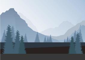 Blue mountains of different heights with fir trees in front vector