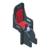 icono de bicicleta de asiento de niño de cinturón, estilo isométrico vector