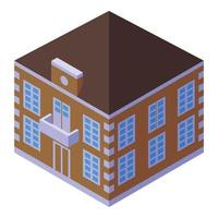 Town building icon, isometric style vector