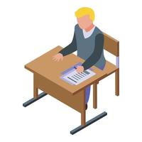 Classroom start school test icon, isometric style vector