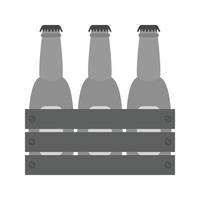 botellas de cerveza icono plano en escala de grises vector