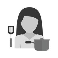 Woman Cooking Flat Greyscale Icon vector