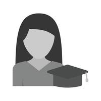 Educated Woman Flat Greyscale Icon vector