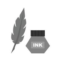 icono de escala de grises plana de tinta y pluma vector