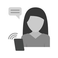 Woman Talking on Call Flat Greyscale Icon vector