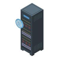 Customer database server stand icon, isometric style vector