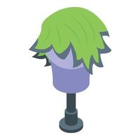 Green male wig icon, isometric style vector