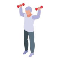icono de ejercicio de abuela física, estilo isométrico vector