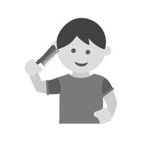 Brushing Hair Flat Greyscale Icon vector