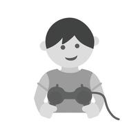 Playing Video Game Flat Greyscale Icon vector
