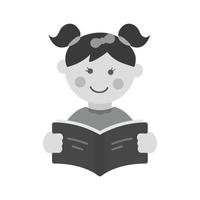 Girl Reading Flat Greyscale Icon vector