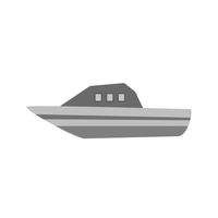 icono de barco plano en escala de grises vector
