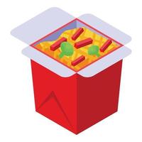 Wok box icon, isometric style vector