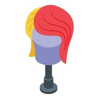 Multicolored wig icon, isometric style vector