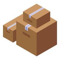 cajas con icono de paquetes, estilo isométrico vector