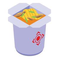 Asian wok box icon, isometric style vector