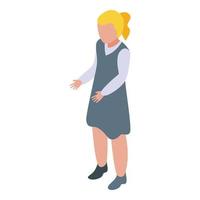 Little girl icon, isometric style vector