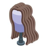 Wavy hair wig icon, isometric style vector