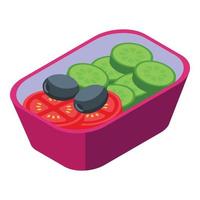 Lunch box plane icon, isometric style vector