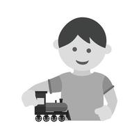 Playing with Train Flat Greyscale Icon vector