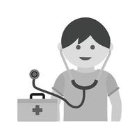 Wearing Stethoscope Flat Greyscale Icon vector