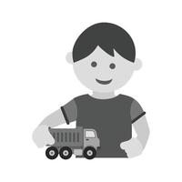 Playing with Truck Flat Greyscale Icon vector