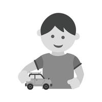 Playing with Car Flat Greyscale Icon vector