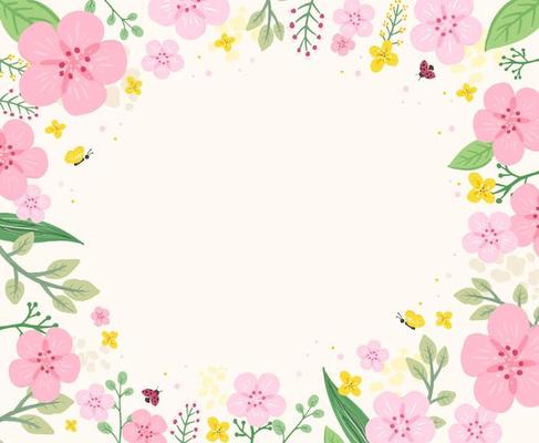 Handrawn Freehand Spring Border Background