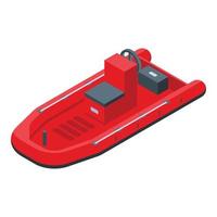 Accident rescue boat icon, isometric style vector