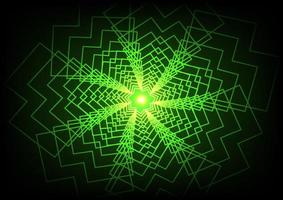 Whirlpool green geometric light wave spiral background vector