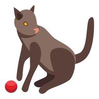 Brown playful cat icon, isometric style vector