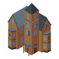 Ghost creepy house icon, isometric style vector