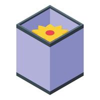 Flower floating lantern icon, isometric style vector