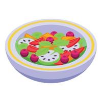 Tropical fruit salad icon, isometric style vector