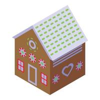 Icing gingerbread house icon, isometric style vector