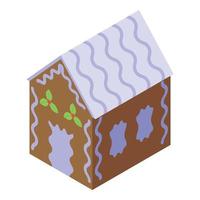 Treat gingerbread house icon, isometric style vector