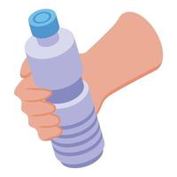 Hand bottle icon, isometric style vector