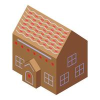 Gift gingerbread house icon, isometric style vector