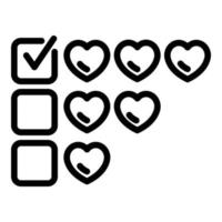 Like hearts product review icon, outline style vector