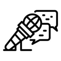 Reporter microphone stream icon, outline style vector