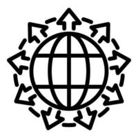 Full global network icon, outline style vector
