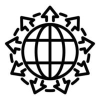 Full global network icon, outline style vector