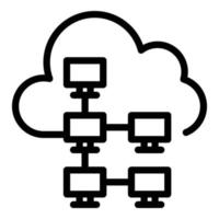 Computer network data cloud icon, outline style vector