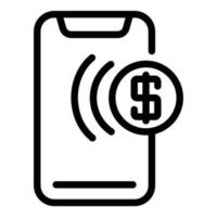 Phone dollar icon, outline style vector