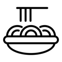 icono de tazón de comida caliente, estilo de contorno vector
