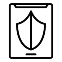 Tablet shield icon, outline style vector