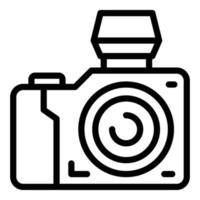 Reportage photo camera icon, outline style vector