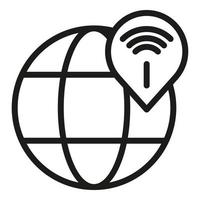Global wifi icon, outline style vector